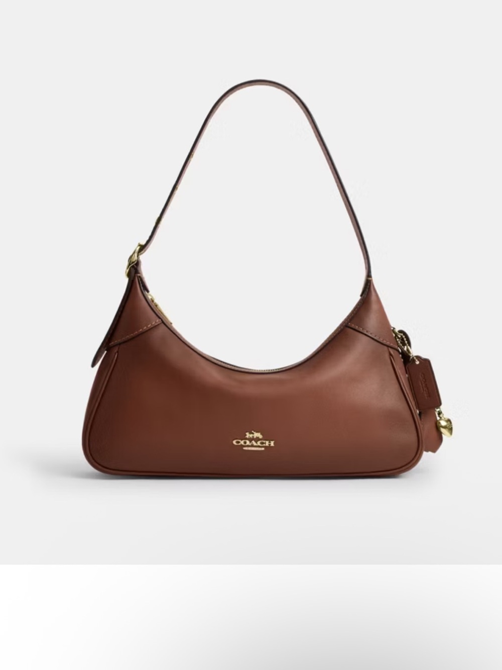 Coach “Ella” Smooth Brown Leather Shoulder Hobo with Gold Hardware